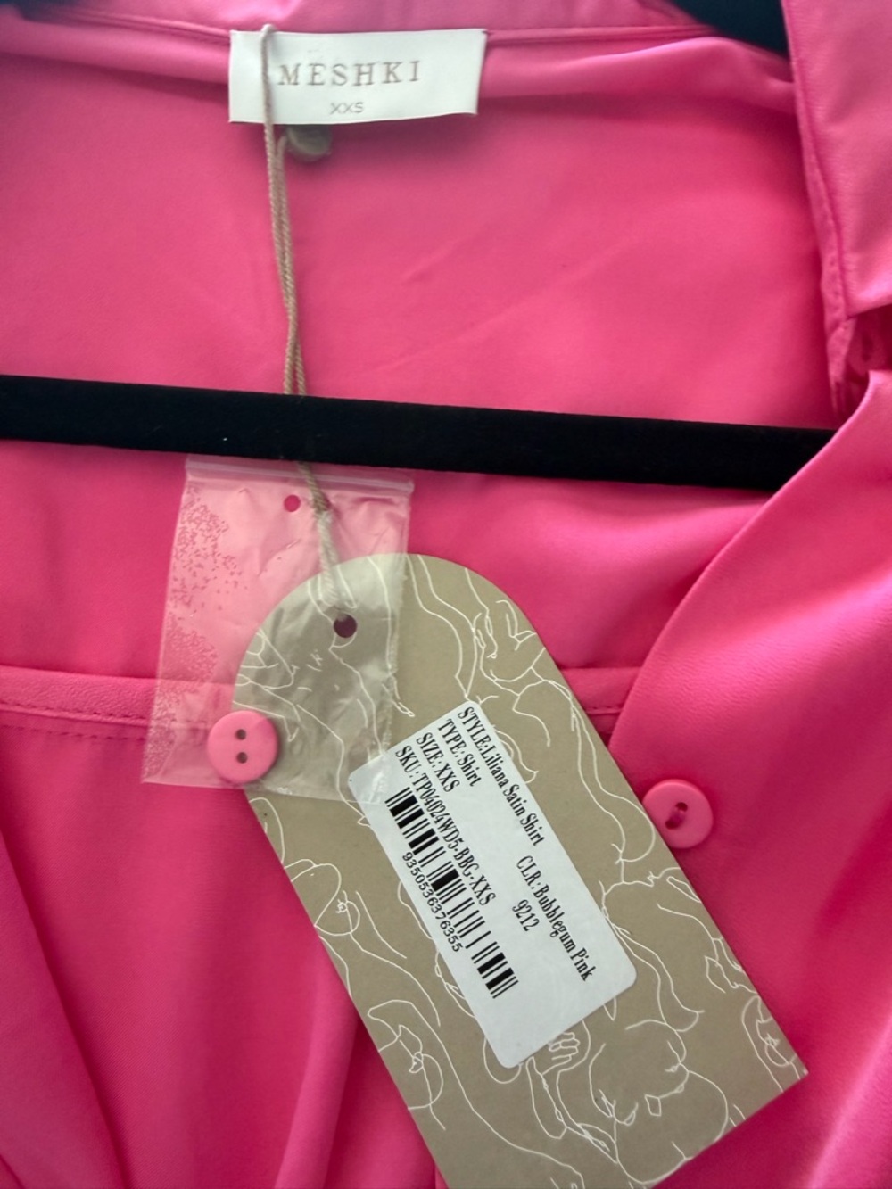 Meshki Hot Pink Button-Down Shirt and Mini Skirt Set - Picture 3 of 3